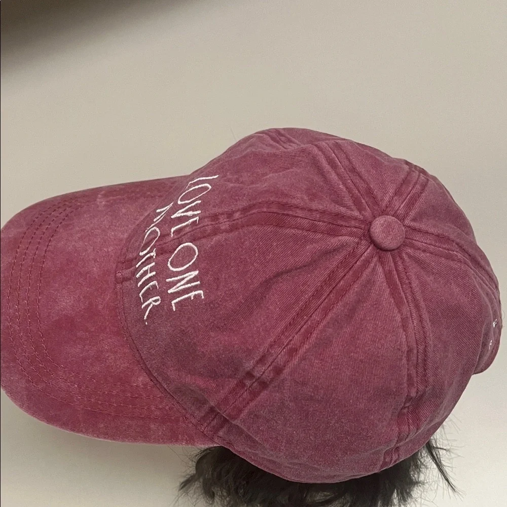Rae Dunn Mauve 'Love One Another' Cap OS